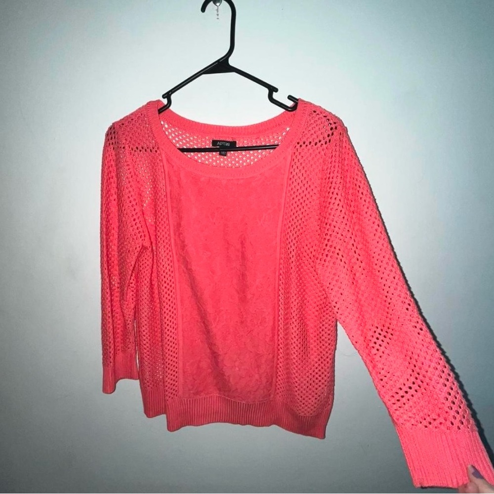 PINK LACE KNITTED DETAILED SWEATER TOP